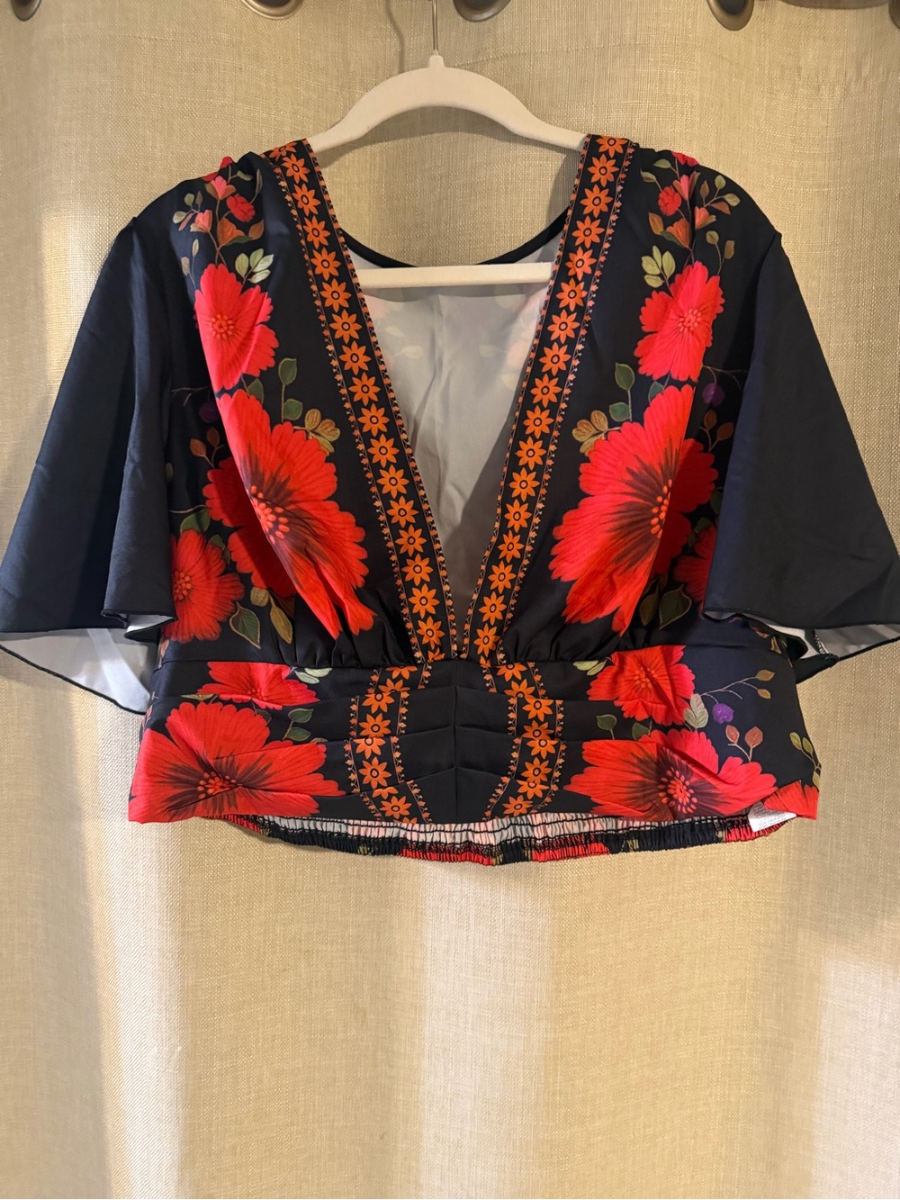 Floral Deep V-Neck Crop Top